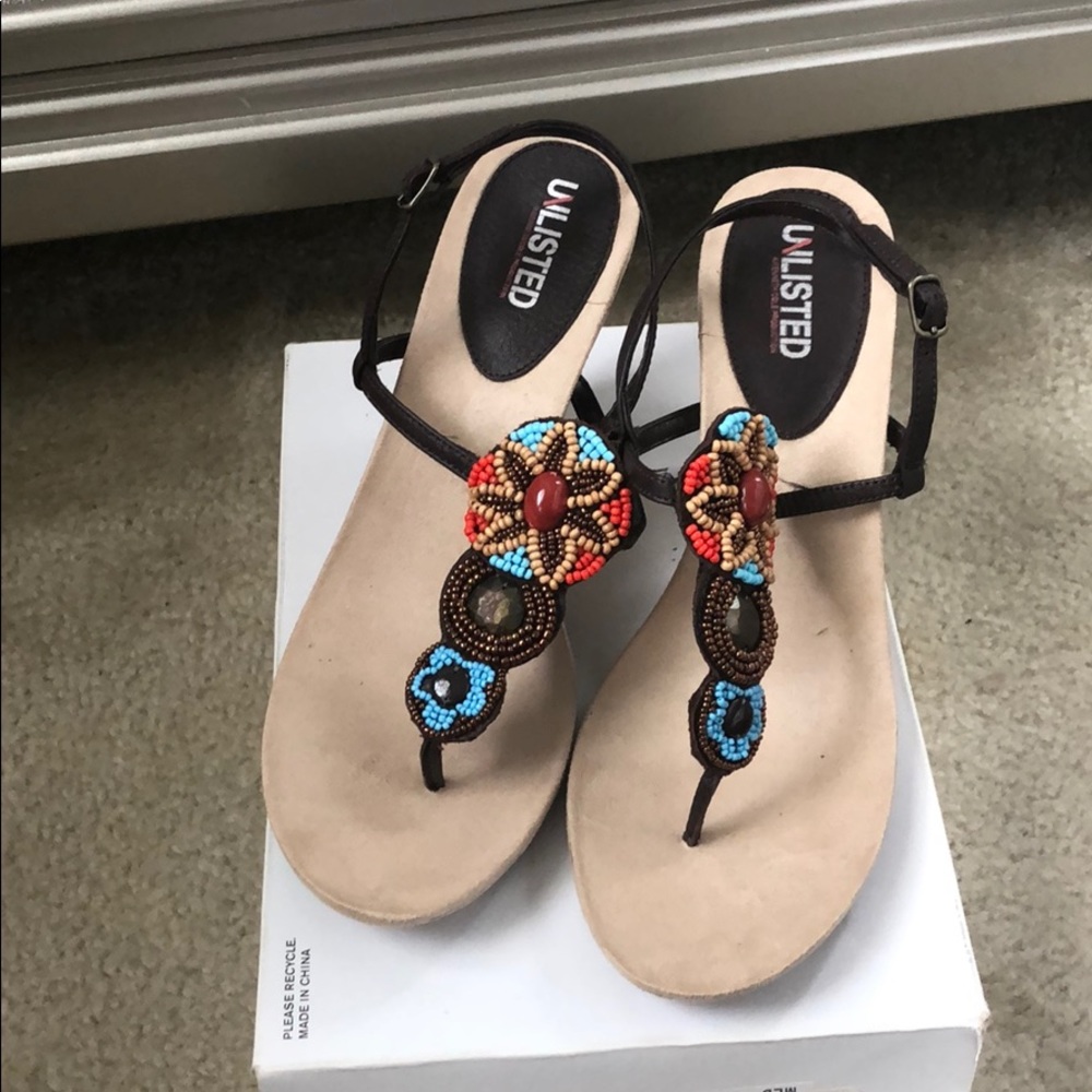 Beaded thong heels